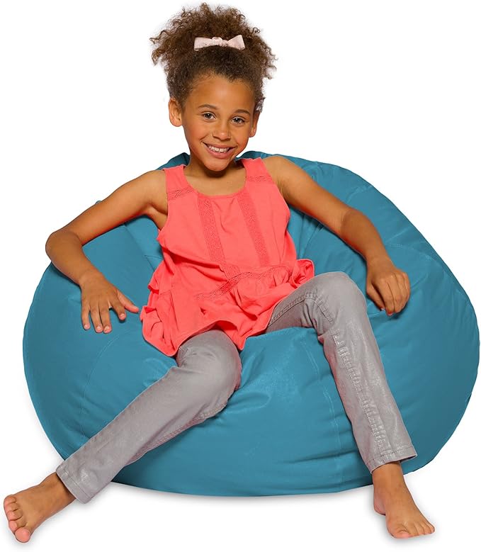 Posh Creations Bean Bag Chair for Kids, Teens, and Adults Includes Removable and Machine Washable Cover, Heather Teal, 38in - Large
