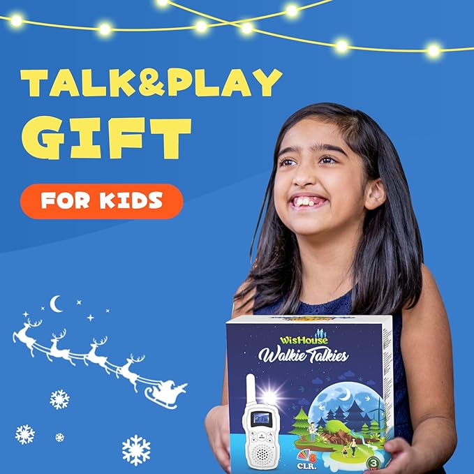 Wishouse Walkie Talkies for Kids Rechargeable Long Range, Xmas Birthday Gift for Boys Girls 4 5 6 7 8 9 10 Year Old, Hiking Camping Gear Games Toys Ideas with Flashlight, VOX, Easy to Use, 4 Pack