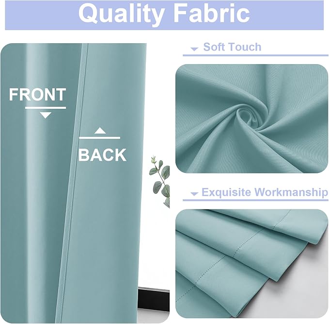Simplebrand Ava Aqua Blackout Curtains for Bedroom 84 Inch Length 2 Panels Set, Solid Thermal Insulated Privacy Nursery Window Treatment Curtains Blackout Drapes, W40 x L84 Inch, Aqua