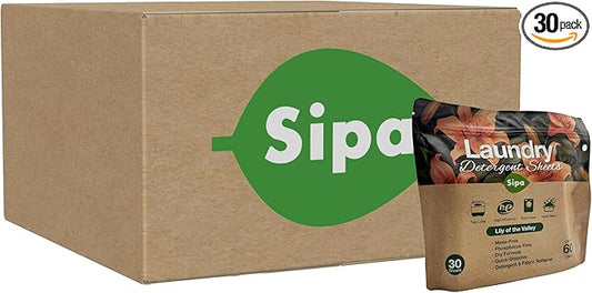 SIPA Laundry Detergent Sheets Bag - 30 Sheets, Up to 60 Loads, Lily of the Valley Scent, Phosphorus-Free, High Efficiency, (30 Count (Pack of 40))