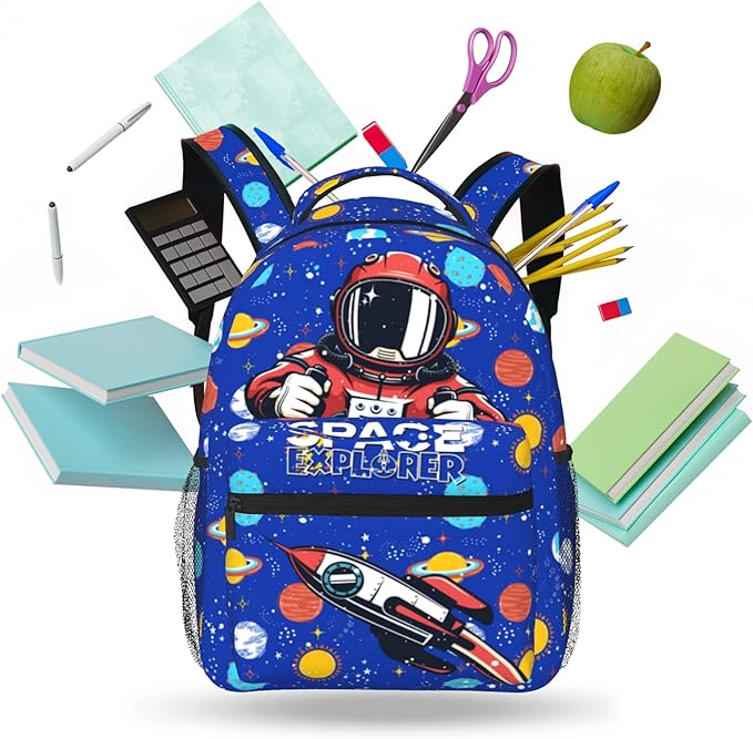Astronaut Planet Space Backpack For Boys Girls Kids Navy Blue Rocket Spacecraft Book Bag Funny Galaxy Planet Universe Backpack For Kids Boys Girls For School Travel Hiking