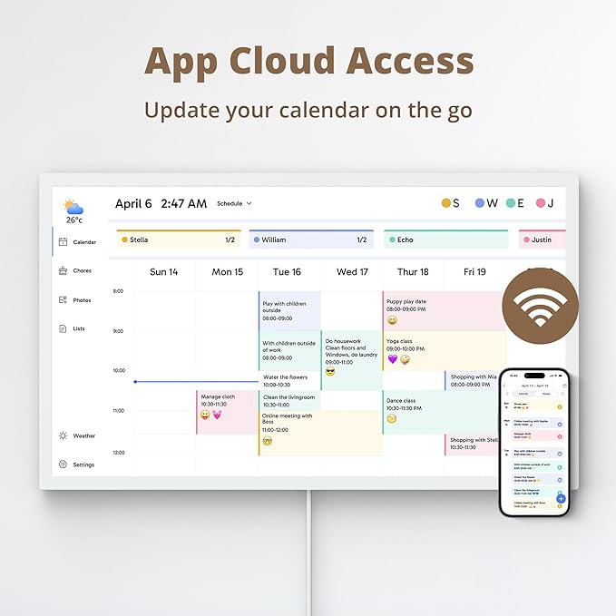 Dragon Touch 24 inch Digital Calendar Chore Chart – Interactive Touchscreen, Smart Family Planner, Hearth Display Desk Digital Calendar Seamless Scheduling