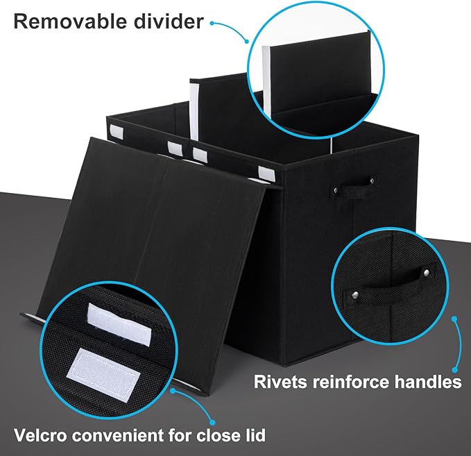 popoly 122L Large Toy Box Chest with Lid, Foldable Toy Storage Organizer Bin Boxes with Removable Divider for Kids, Boys, Girls, Nursery, Playroom, 26"x17" x17"(Linen Black)