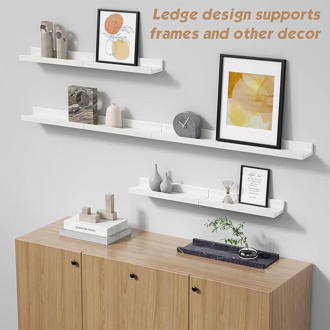 Forbena Nursery Book Shelves for Wall Set of 4, Wood Floating Kids Bookshelf for Nursery Boy Girl, Small Corner Wall Mounted Book Shelf for Baby Room, Toddler Child Bedroom Toy Decor Storage (White)