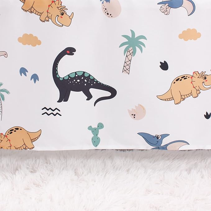 Belsden Dinosaur 3 Piece Crib Bedding Set for Baby Boys Girls, Classic Nursery Bedding Essential Including Comforter, Crib Sheet and Crib Skirt, Ultra Soft Cozy, Dino