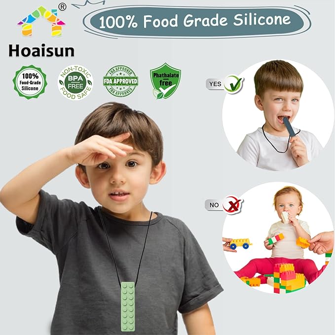 Chew Necklaces for Sensory Kids, 6 Pack Sensory Chew Necklaces for Boys and Girls with Autism, ADHD, SPD, Chewing (Morandi)