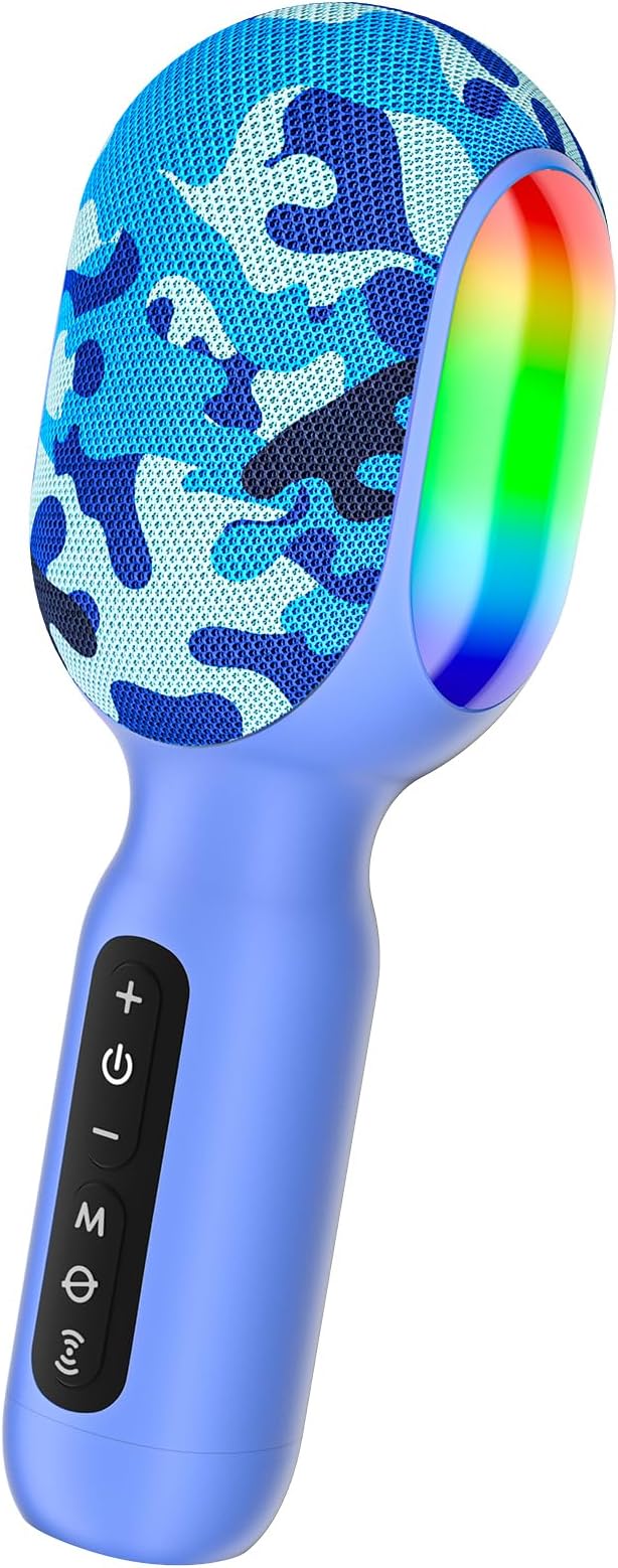 StageSound Karaoke Microphone, Wireless Bluetooth Microphone with Dynamic LED Lights, 5-in-1 Portable Handheld Mic Speaker Machine for Singing Home Party Toys Birthday Gift for Kids Adults Boys Girls