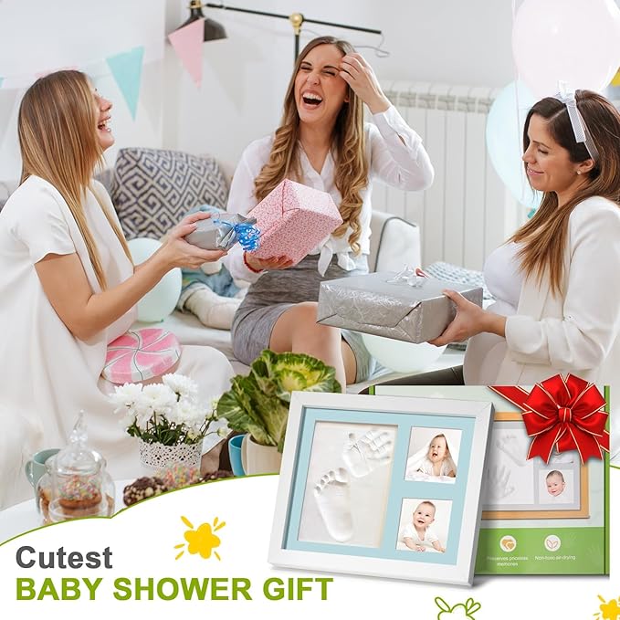 Baby Hand and Footprint Kit,Footprint Kit for Boy or Girl,Keepsake Handprint Kit Newborn Nursery Picture Frame Timeless Gifts for Baby Shower and Registry (white)