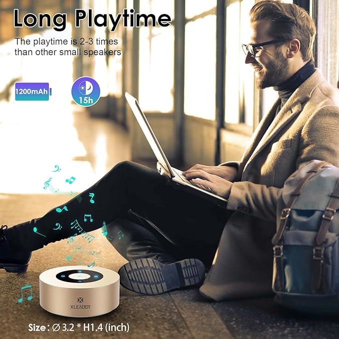 XLeader Small Bluetooth Speaker (Gift Box Packed) Portable Speakers Bluetooth Wireless with Micro SD,Mic, Aux input, Touch Design, Deep Bass, 12H Playtime, Little speaker for Phone Laptop PC Car, Gold