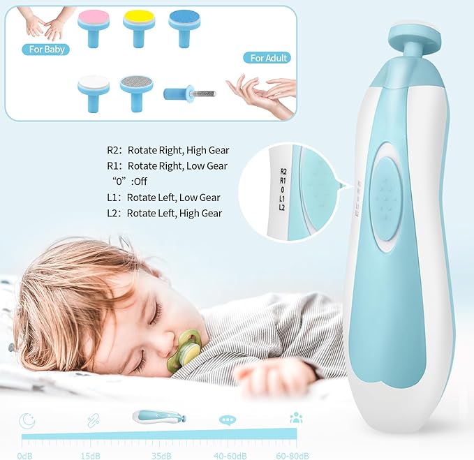 JIFTOK Baby Healthcare and Grooming Kit, 30 in 1 Baby Electric Nail Trimmer Set, Newborn Nursery Care Kit, Baby Essentials Set with Hair Brush Comb, Nail Clippers for Infant Toddlers Boys Girls (Blue)