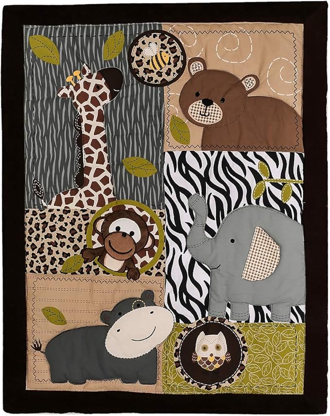 7 PCs Forest Animal Nursery Crib Bedding Set Baby Boy Elephant Giraffe Bear Cot Bedding Set