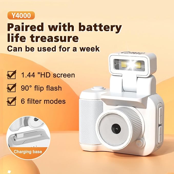 Mini Action Camera 1080P with 32GB Card, White, Compact and Portable, Perfect for Carrying Around, Long Battery Life, High-Definition Display