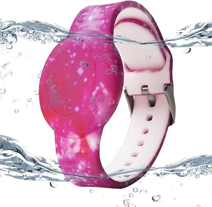Waterproof AirTag Bracelet for Kids, Hidden Printed Wristband for Apple Air Tag, Silicone AirTag Holder GPS Tracker Case for Band for Child Toddler, Secure Anti-Lost Protection(Starry Sky Purple)