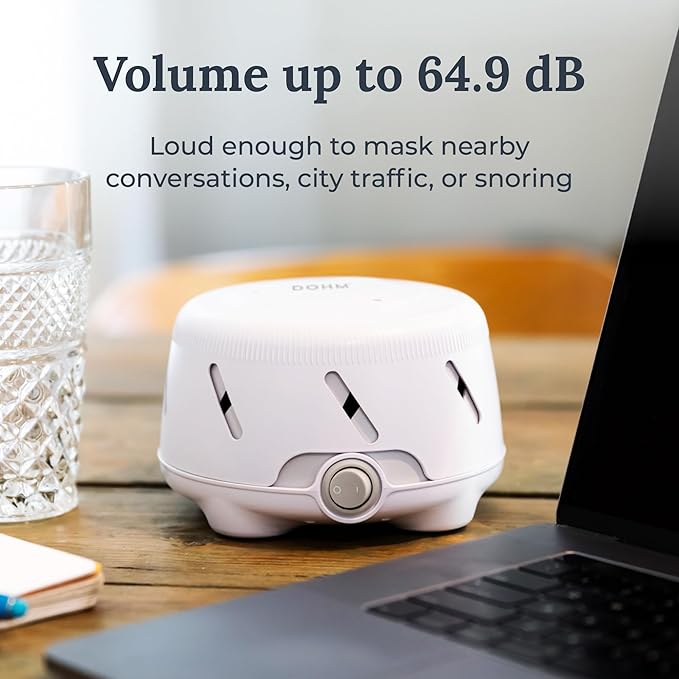 Yogasleep Dohm UNO White Noise Sound Machine (White) with Real Fan Inside for Non-Looping White Noise, for Travel, Office Privacy, Meditation, Sleep Aid for Adults & Baby, Registry Gift