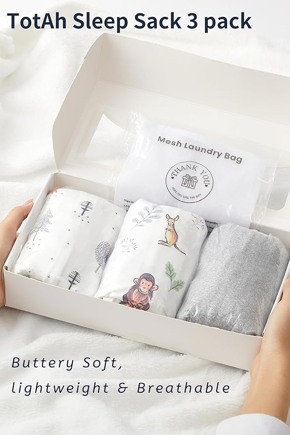 TotAha Sleep Sack 6-12-15 Months 3-Pack,Stretchy,Buttery Soft Swaddle Transition Sleeping Bag,Light Baby Wearable Blanket with 2-Way Safe Zippers for Boys and Girls, 0.5 TOG