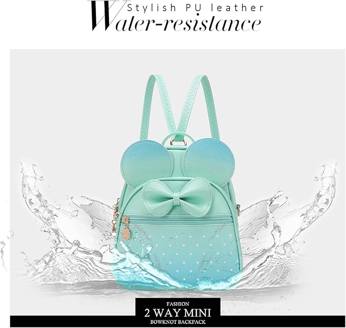 KL928 Girls Bowknot Polka Dot Cute Mini Backpack Small Daypacks Convertible Shoulder Bag Purse for Women