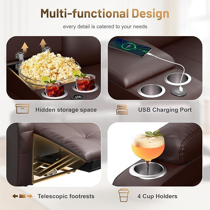 Loveseat Recliner Sofa, Home Theater Seating - Image 4