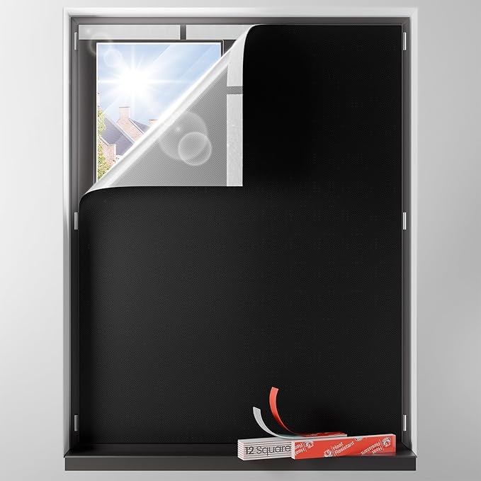 Sumobaby Blackout Curtains for Bedroom Portable 66"x68",No Drill Blackout Shades with Upgraded Hook&Loop Tapes,100% Black Out Window Cover,Thermal Insulated Blinds for Bedroom,Nursery(1 Panel,Black)