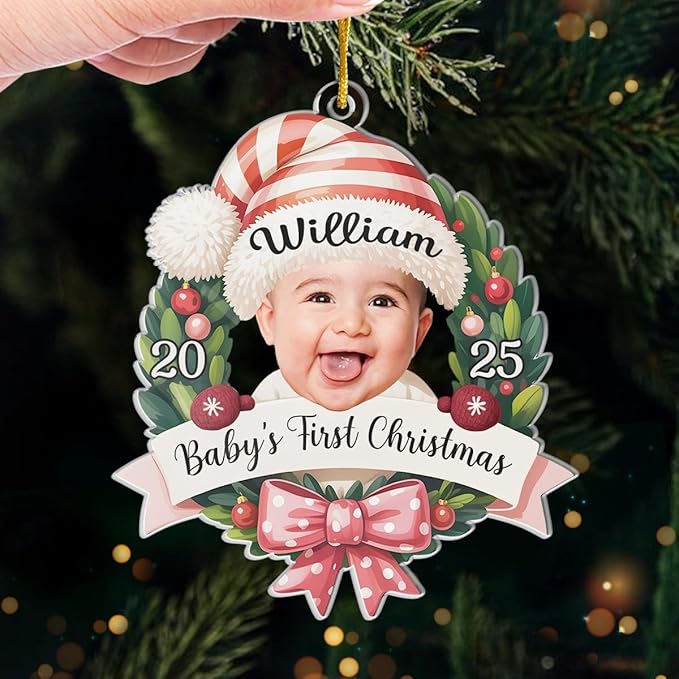 Pawfect House Custom Photo Acrylic Ornament, Personalized Christmas Baby Shower, Gender Reveal Gifts for New Moms, New Dads, New Parents, First Time Mom Gifts, Family Christmas Ornaments 2025