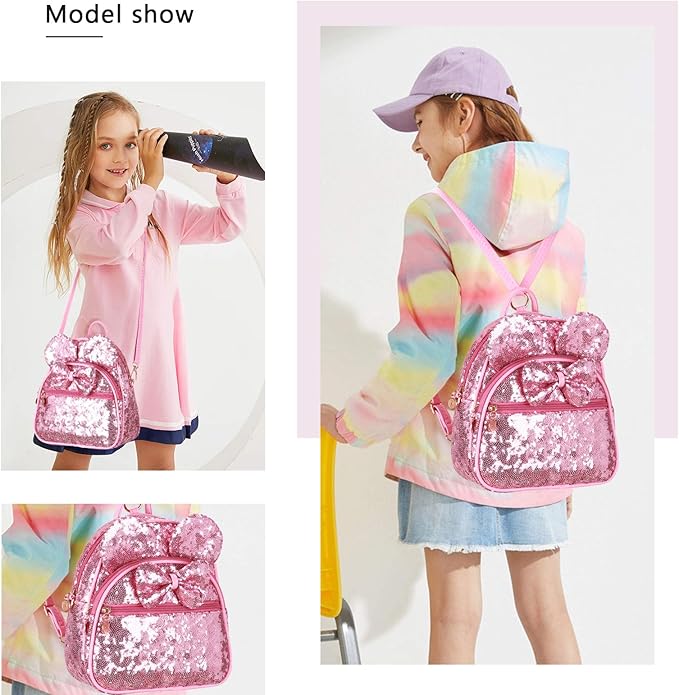 KL928 Girls Bowknot Polka Dot Cute Mini Backpack Small Daypacks Convertible Shoulder Bag Purse for Women