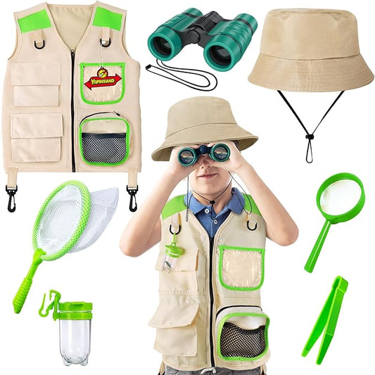 Kids Explorer Kit & Bug Catcher Kit, Kids Camping Gear for Kids, Outdoor Exploration Set with Vest & Hat, Ideal Outdoor Camping Adventure Toys for Ages 3 4 5 6 7 8 Boys Girls