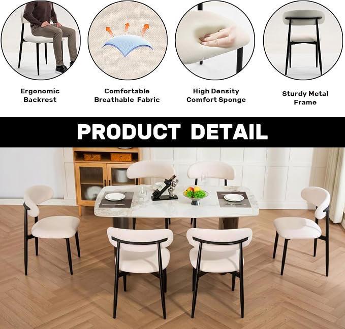 UVV Dining Chairs Set of 2, Metal Kitchen Chairs - Image 6