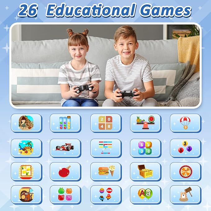 Upgrade Kids Smart Watch for Kids with 32 Puzzle Games HD Camera Video MP3 Player Audio Book Pedometer Flashlight 12/24 hr Kids Watches Gift for 4-12 Year Old Boys Toys for Kids