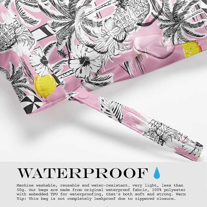 Wet Bag, Wet Dry Bag, Wet Bag for Swimsuit, Travel, Beach, Pool, Diapers, Dirty Yoga Gym Clothes, Makeup Bag, Waterproof Tropical Palm Leaves Decor Jungle Palm Leaf Favors