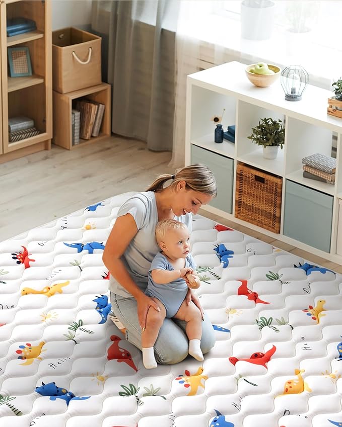 Odorless Premium Foam Baby Play Mat 47" x 47", Soft Microfiber Fabric Crawling Mat for Floor- Comfortable and Hypoallergenic, Non-Slip Cushioned Floor Playpen mat for Infants,Babies,Toddlers