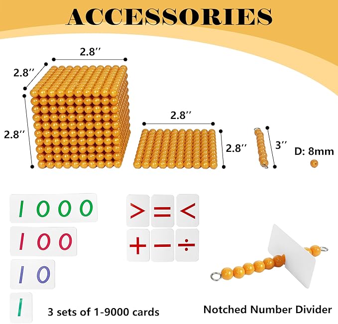 Montessori Golden Beads，Montessori Counting Beads，Montessori Math Materials，Preschool Education Toys Math Bank Game