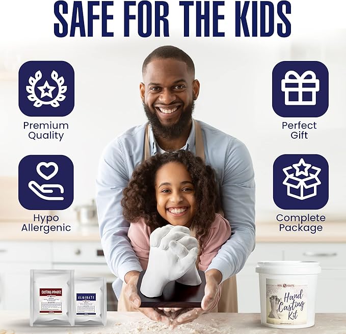 Hand Casting Kit for Couples, DIY Plaster Statue Molding Kit, Wooden Mahogany Base DIY Hand Mold Kit, Anniversary for Men, Women, Wedding Gift, Mother's Day Gifts for Wife, Valentine's Day Gift