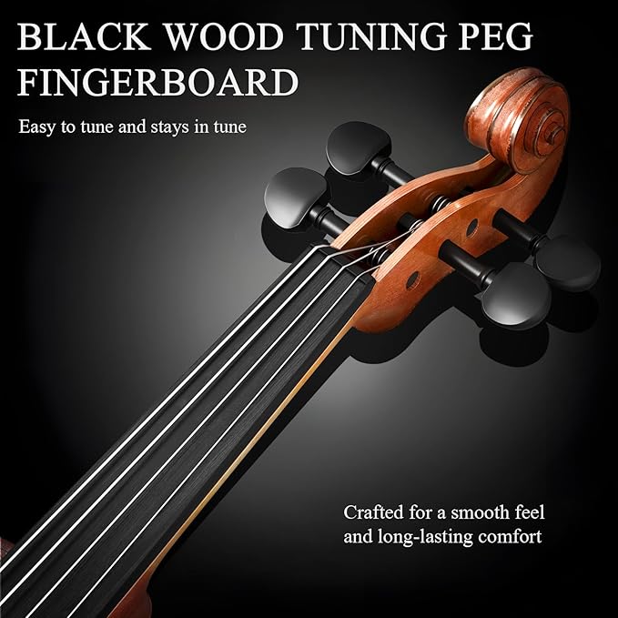 4/4 Beginner Violin Kit for Adults, Complete Full Size Violin Set with Portable Case, Bow, Rosin, Natural