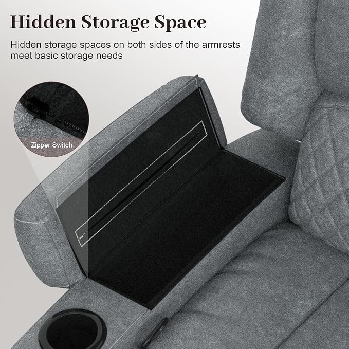Yolsali Manual Reclining Sectional Sofa Set, 7 Seats Soft Leather Recliner - Image 7