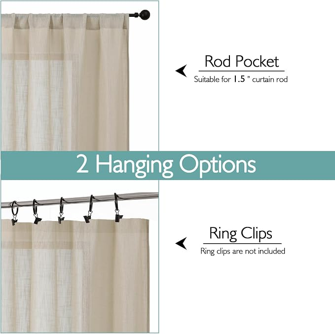 Chyhomenyc Semi Sheer Curtains 84 Inches Long 2 Panels Set, Light Filtering - Image 4