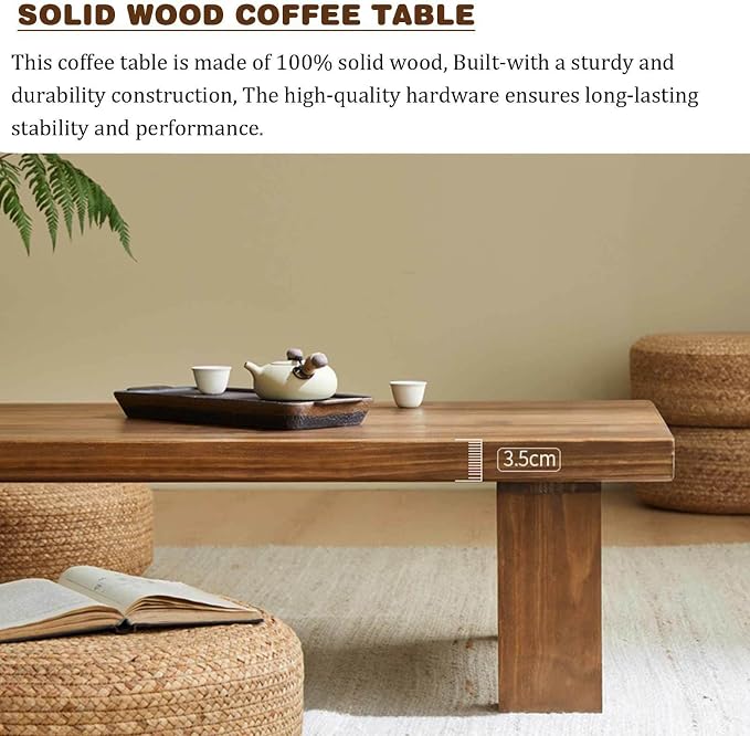 Japanese Solid Wood Coffee Table - Image 6