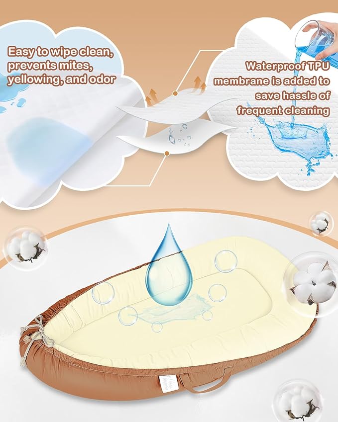 Baby Lounger - Infant Lounger for Newborn 0-24 Months, Pure Cotton Breathable Baby Nest Lounger Cover, Newborn Essentials for Baby Boys & Girls, Portable Baby Lounger for Home and Travel