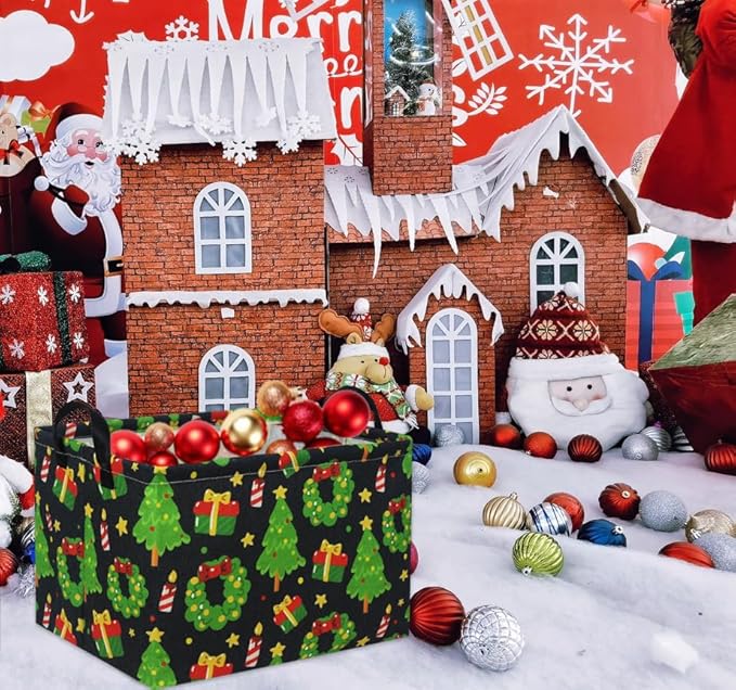 HIYAGON Rectangular Basket Box Organizer for Families - Baby Storage Bin for Boy and Girls - Christmas Room Decor