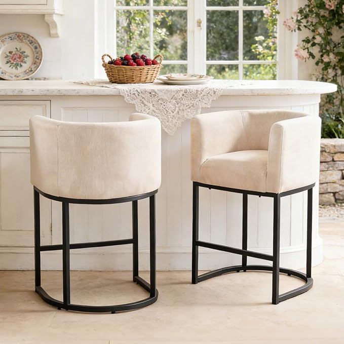 ClinQ 26" H Counter Height Bar Stools Set of 1, Modern Barrel Counter Stools - Image 6