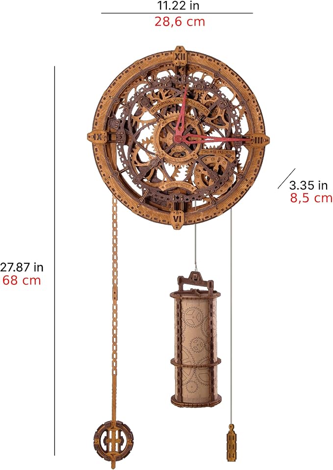 WOODEN.CITY Steampunk 3D Puzzle Clock – DIY Mechanical Wall Clock Kit for Adults – Unique Engineering Gift and Vintage Decor