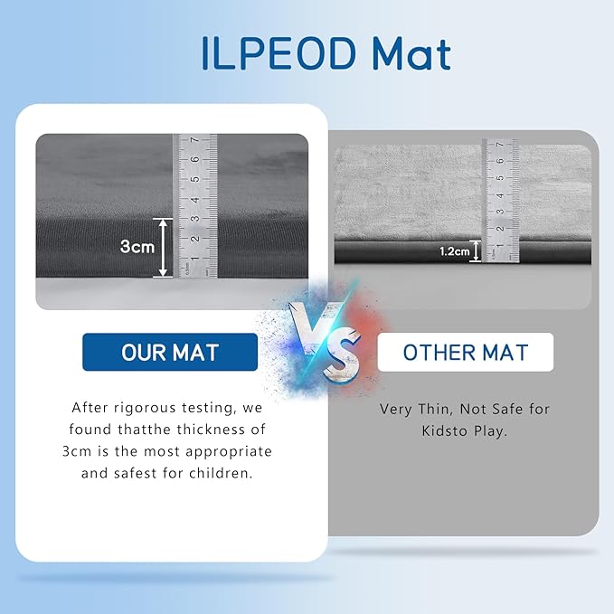 Baby Play Mat for Floor Tummy Time Mat Nursery Rug Muscle Mat Area Rug Playroom Rug Tatami Mat 6'7"x4'11" Memory Foam 1.3" Thick Crawling Mat for Babies,Toddlers, Infants, Kids,Floor Mat(Grey)