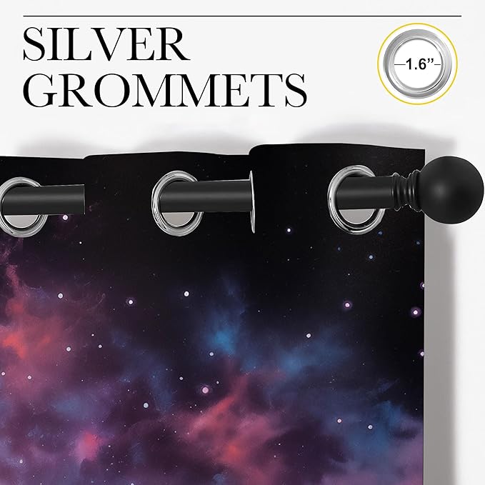 Wolf Blackout Curtains for Boys Girl Bedroom Decor,Fantasy Starry Sky Galaxy Forest Wildlife Thermal Insulated Grommet Drapes Darkening Window Curtain for Living Room Home 84x63 inch