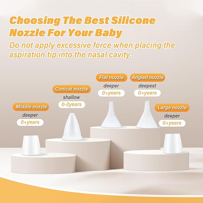 TopQuaFocus Electric Baby Nasal Aspirator, Nose Sucker for Toddler, 9 Levels Suction Power for Children's Nasal Cleans, Soothing Night Light and Nursery Rhyme, 5 Silicone Tips