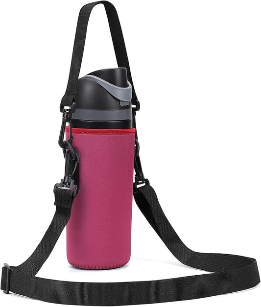 Neoprene Water Bottle Carrier Bag with Adjustable Shoulder Strap for Owala 24 OZ Tumbler, Insulated Water Bottle Cover for Owala FreeSip Insulated Water Bottle (Mauve, 24 OZ)
