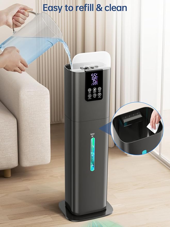 8L Smart Humidifier for Large Room Bedroom, Cover up to 505ft², Easy Top Fill, Remote & APP Control, Aroma Box, RGB Light, Last 48 Hours Suitable for Indoor Plant, Office, Home