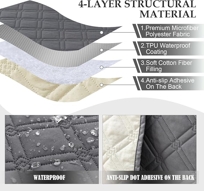 Genina L Shape Couch Cover, Sectional Couch Chaise Covers, Waterproof Washable - Image 4