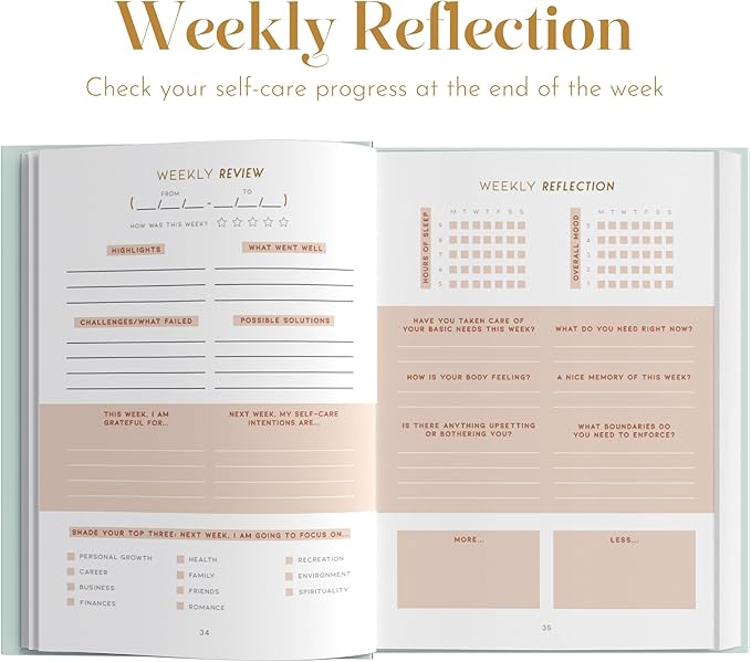 Self Care Planner by epic self - Undated Wellness Planner, 48 Weeks - Self-Love, and Habit Tracker for Women - Prioritize Your Well-being in 2024 - Daily & Weekly Reflection Pages