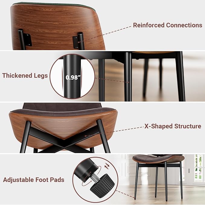YaFiti Dining Chairs Set of 6, Dining Room and Kitchen Chairs, Mid Century - Image 7