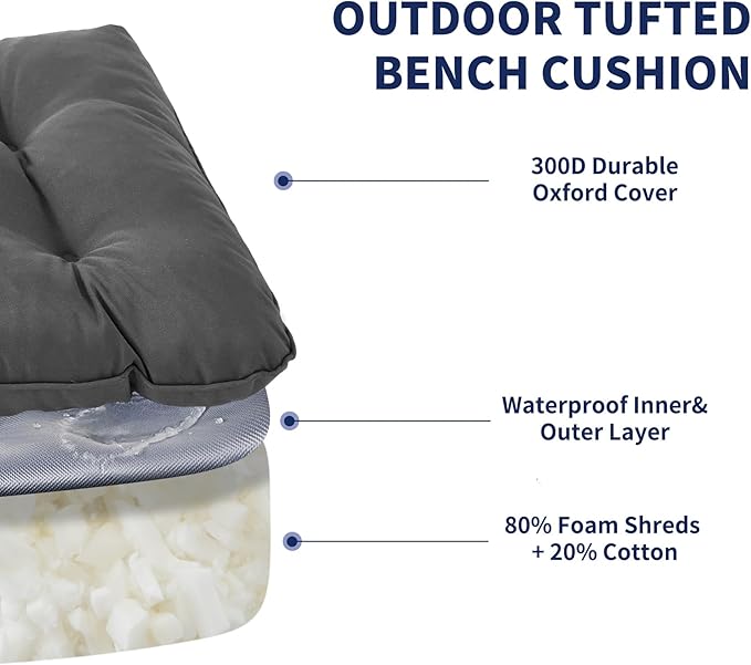 IPYNBAP Outdoor Bench Cushion, Waterproof Bench Cushion - Image 3