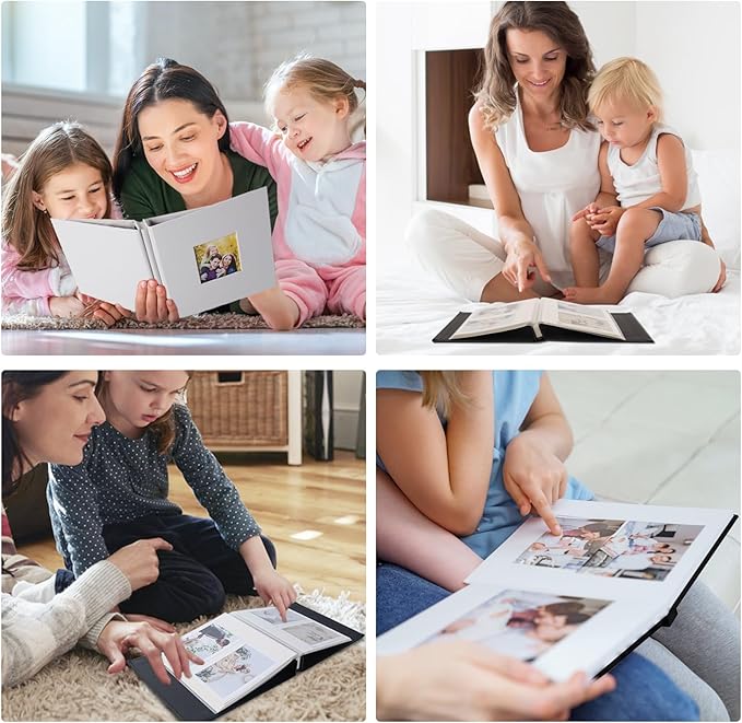 RECUTMS Photo Album Self Adhesive Magnetic Scrapbook 4x6 5x7 8x10 Pictures Scrapbook Album, 40 Pages Photo Book for DIY Baby Family Wedding with Metal Pen and Plastic Board (Red)