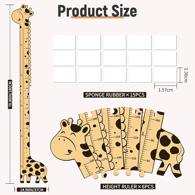 Wooden Growth Chart for Kids,Giraffe Height Chart for Boy Girls,Measuring Board for Kids Height,for Child's Room,Nursery Decor Decoration Wall Art (giraffe)